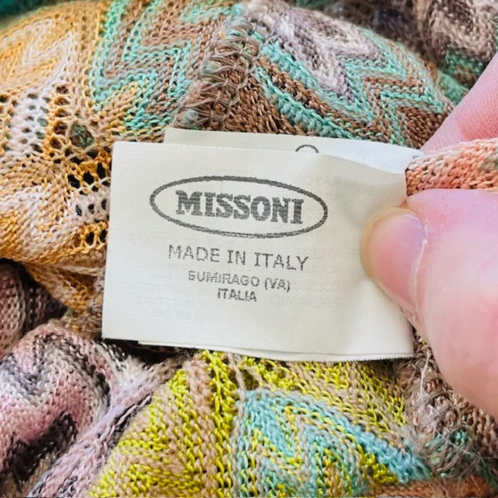 Missoni Vintage Zig Zag Raschel Lacy Knit High Neck Tank Mini Dress 40 XS/S - Picture 9 of 11